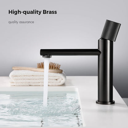 Knurled Faucet Brushed Gold Basin Faucet Bathroom Taps