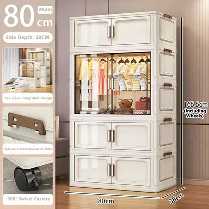 Multi-Functional Folding Storage Cabinet Doors White/Black/Gray