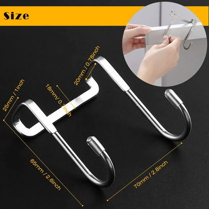 2pcs Over Door Hooks Stainless Steel Door Hangers