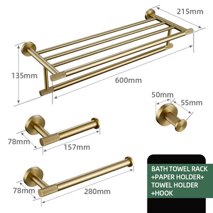 Gold Bathroom Towel Bar Bath Robe Hook Brass