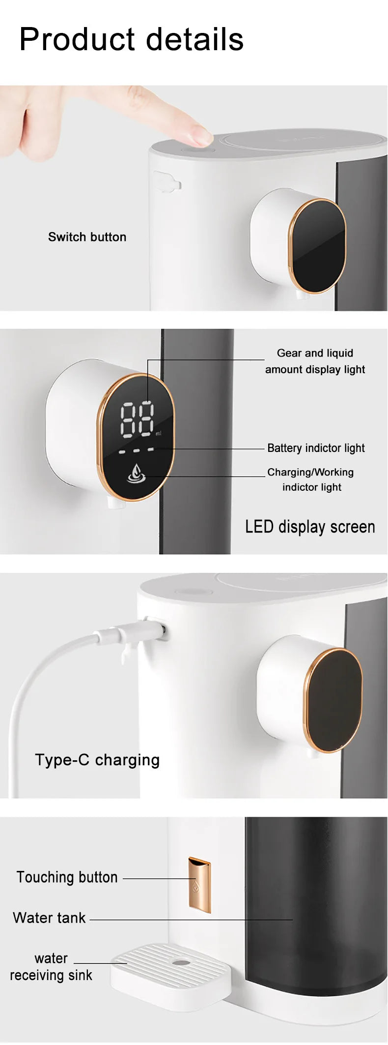 600ml Automatic Mouthwash Dispenser Induction Usb Rechargeable