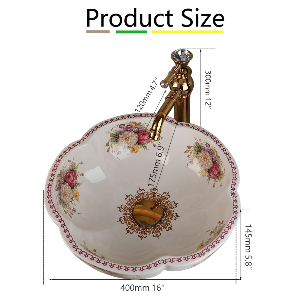 Zappo Above Counter Ceramic Vessel Sink Bathroom Round