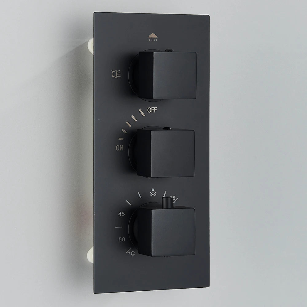 Brushed Gold Thermostatic Shower Mixer Valve Brass 3-Ways