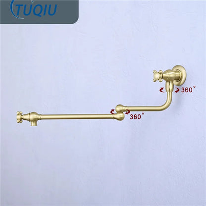 Brushed Gold Pot Filler Tap Wall Mounted Foldable