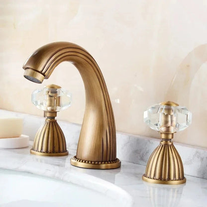 Basin Faucets 3pcs Antique Brass Classic Bathroom Sink