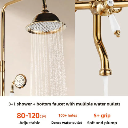 Vintage Shower System Brass Lightweight Luxury Gold Shower