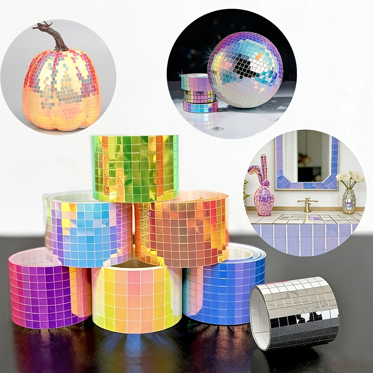 4x100cm Creative Diy Glass Mirror Stickers Mosaic Glass