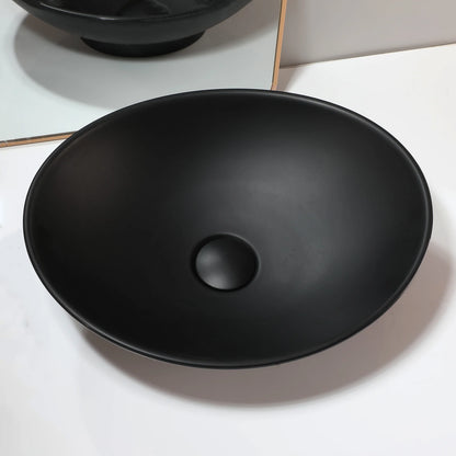Zappo Oval Stone Resin Vessel Sink Small Black
