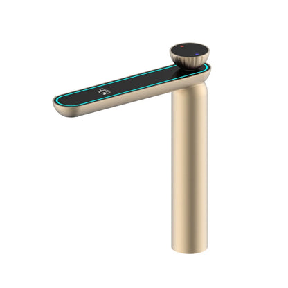 Zappo Gun Gray Digital Display Bathroom Faucet Brass