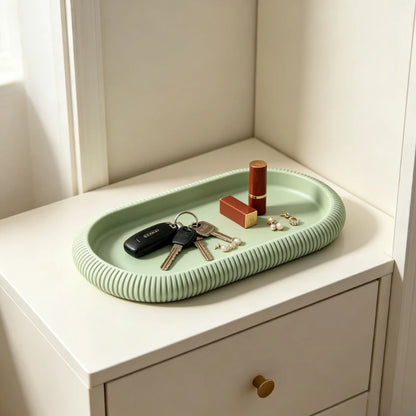 Oval Storage Tray Decorative Organizer Plate Anti-Slip Desktop