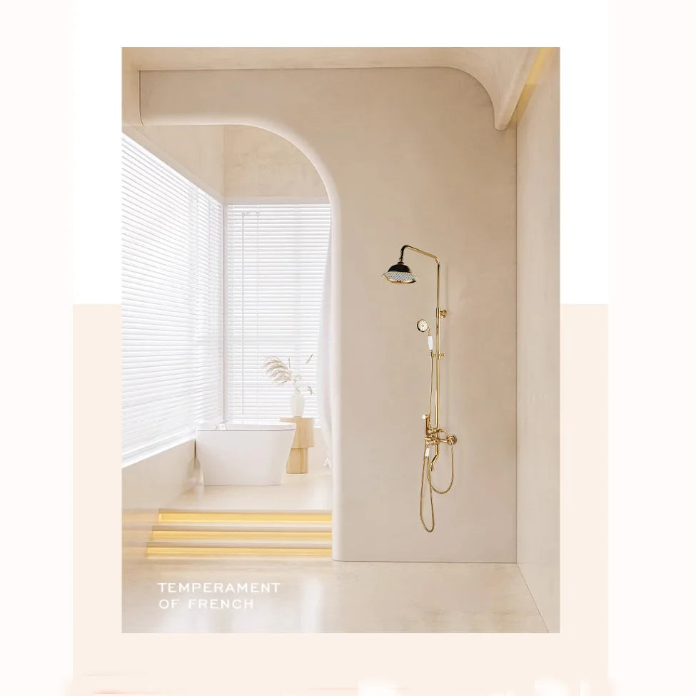 Vintage Shower System Brass Lightweight Luxury Gold Shower