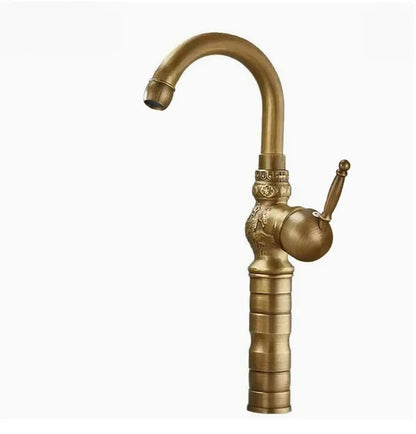 Antique Carved Bathroom Faucet Basin Faucets Brass &