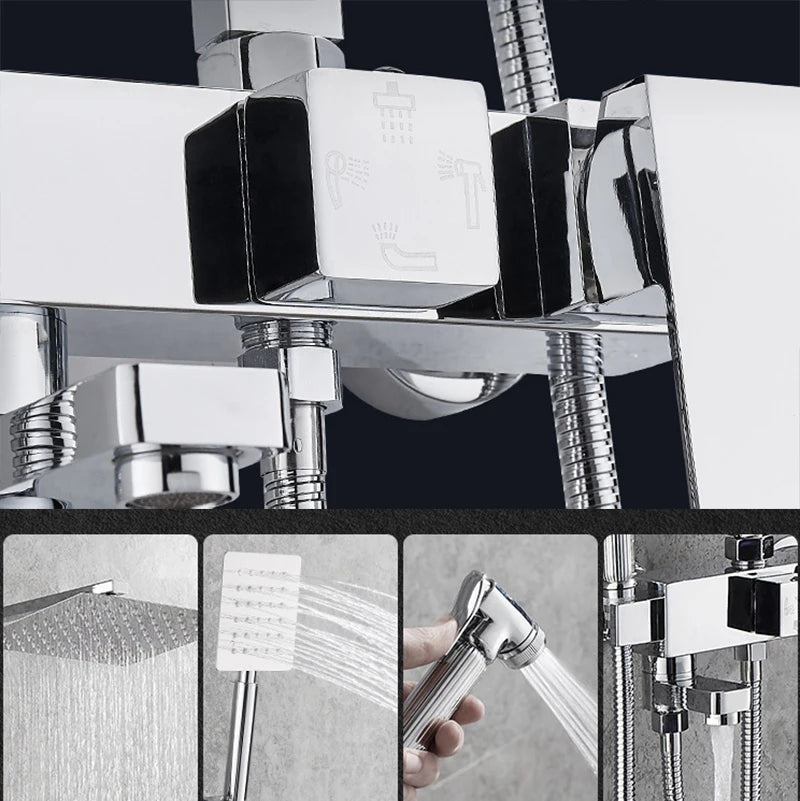 Sinlaku Rainfall Bathroom Shower Faucet Rack Shelf Bathtub