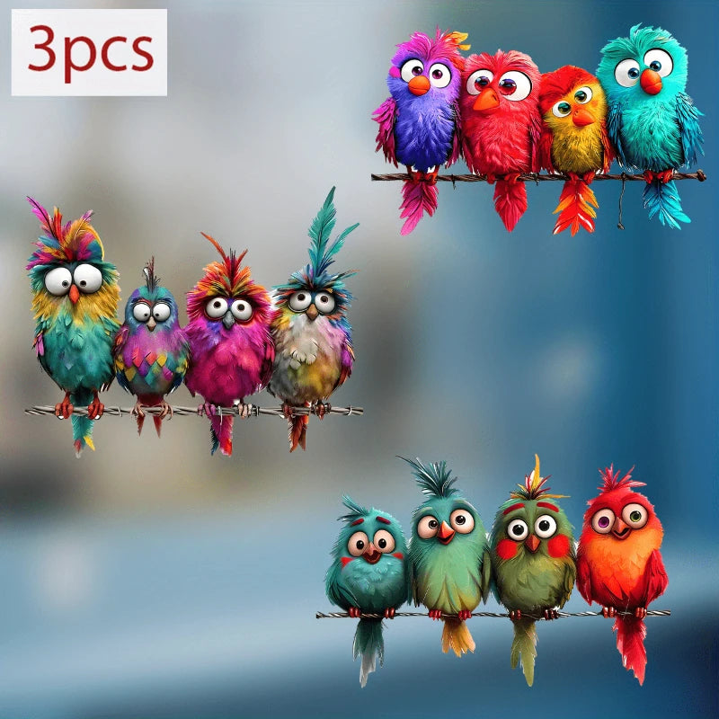 1pc Funny Bird Creative Glass Window Decorative Stickers