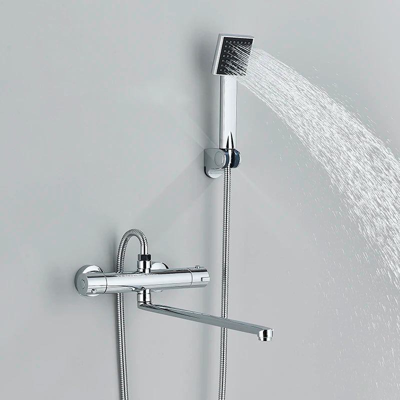 Thermostatic Shower Faucet Mixing Valve Bathroom Long Rotate