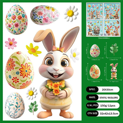 Easter Cartoon Rabbit Egg Window Stickers Bunny Easter
