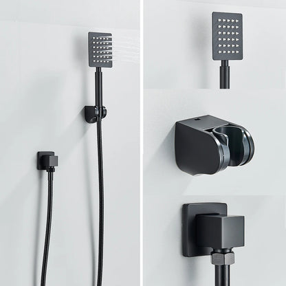 Black Embedded Ceiling Shower Head Intelligent Remote Control