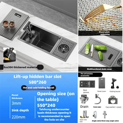 Cup Washer Hidden Bar Sinks Lid Multifunctionalstainless Steel