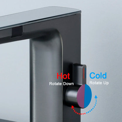 Gray Smart Daul Sensor Bathroom Basin Faucet Cold
