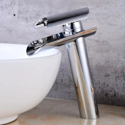 Langyo Chrome Bathroom Vanity Basin Glass Waterfall Spout