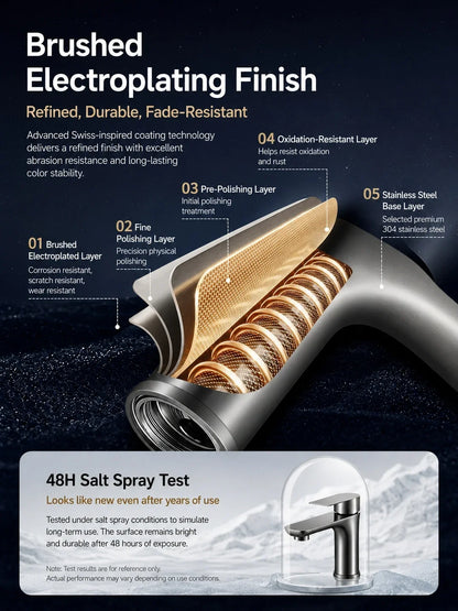 304 Stainless Steel Bathroom Sink Faucet Cold Mixer