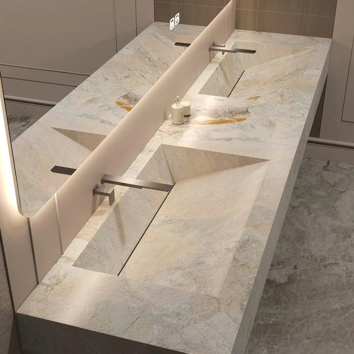 Any Size Custom Marble Seamless Stone Vanity Customizable