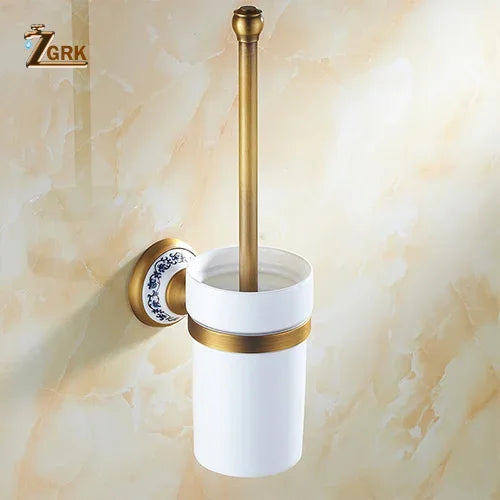 Zgrk Antique Bathroom Carved Brass Hardware Wall Mounted