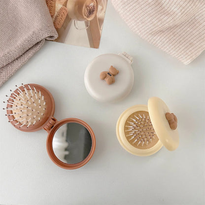 Cute Cartoon Foldable Comb Makeup Mirror Air Cushion