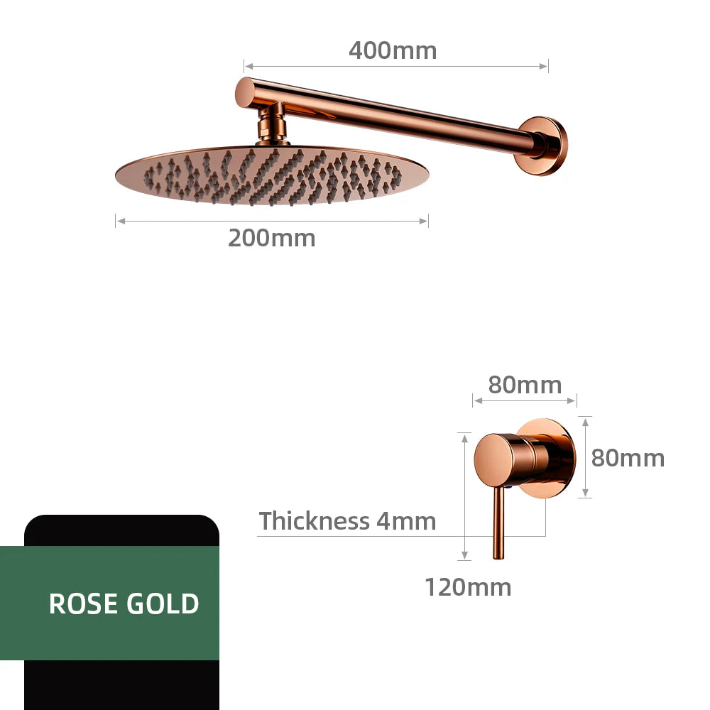 Bathroom Faucet Rose Gold Shower Wall Mounted 8/10/12