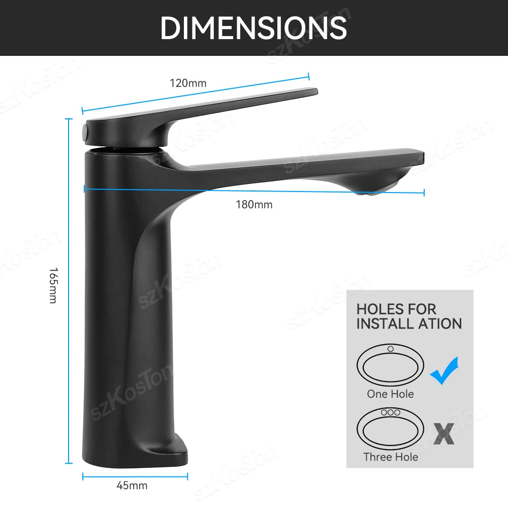 Brass Core Modern Bathroom Sink Faucet Handle Deck
