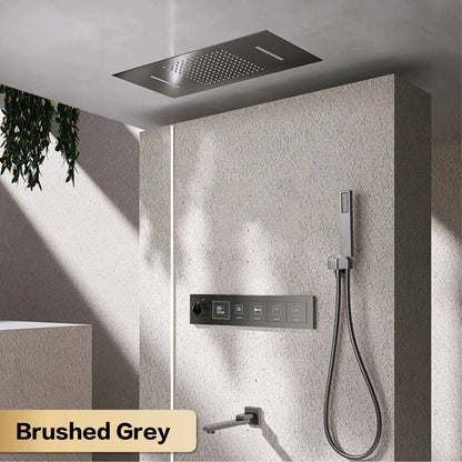 Gun Gray Brass Ceiling Constant Temperature Shower System
