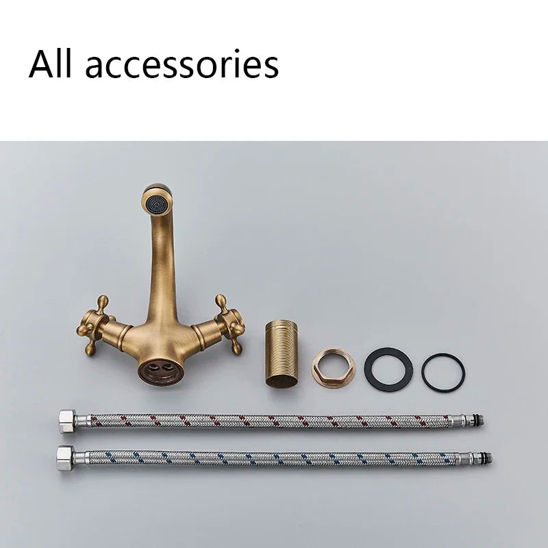 Senlesen Antique Faucet Bathroom Basin Faucet Two Handles