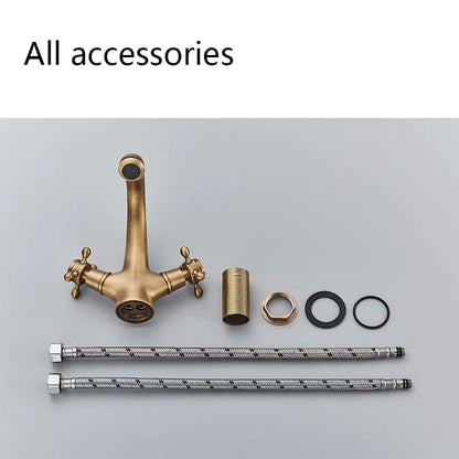 Senlesen Antique Faucet Bathroom Basin Faucet Two Handles
