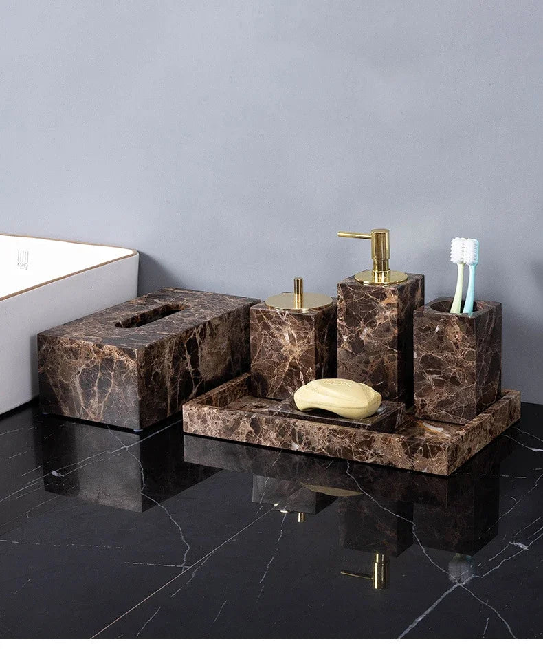 Emperador Dark Natural Marble Bathroom Brown Luxury Toothbrush