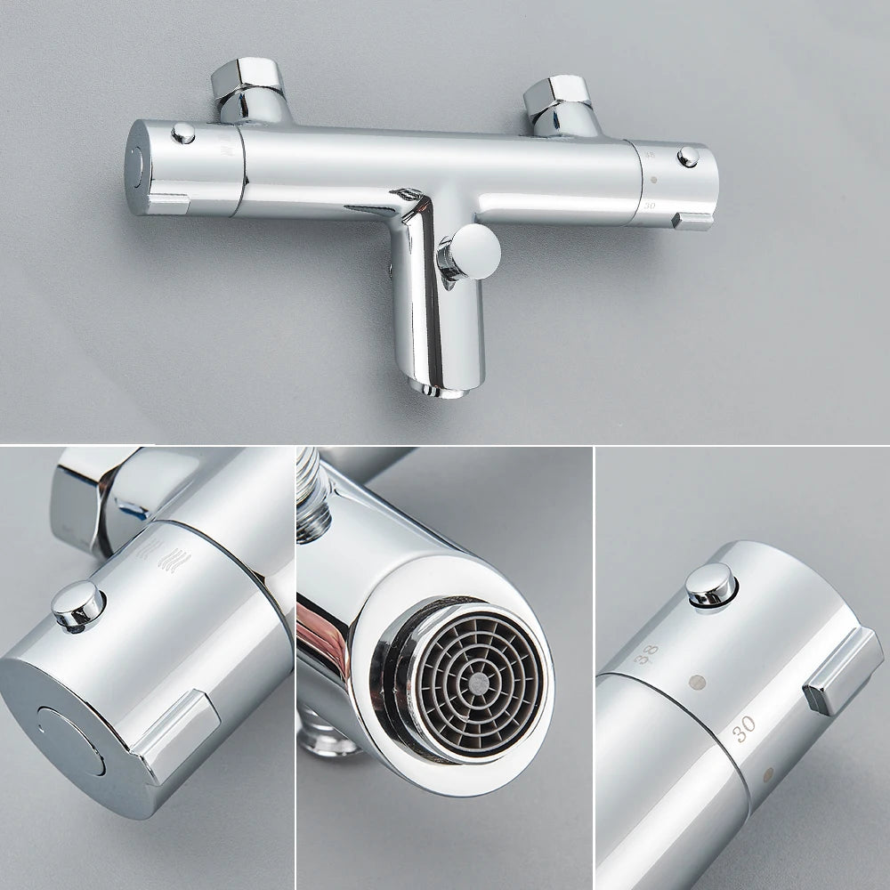 Chrome Thermostatic Shower Faucets Bathroom Thermostatic Mixer