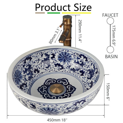 Zappo Jindezhen Ceramic Bathroom Vessel Sink Faucet Combo