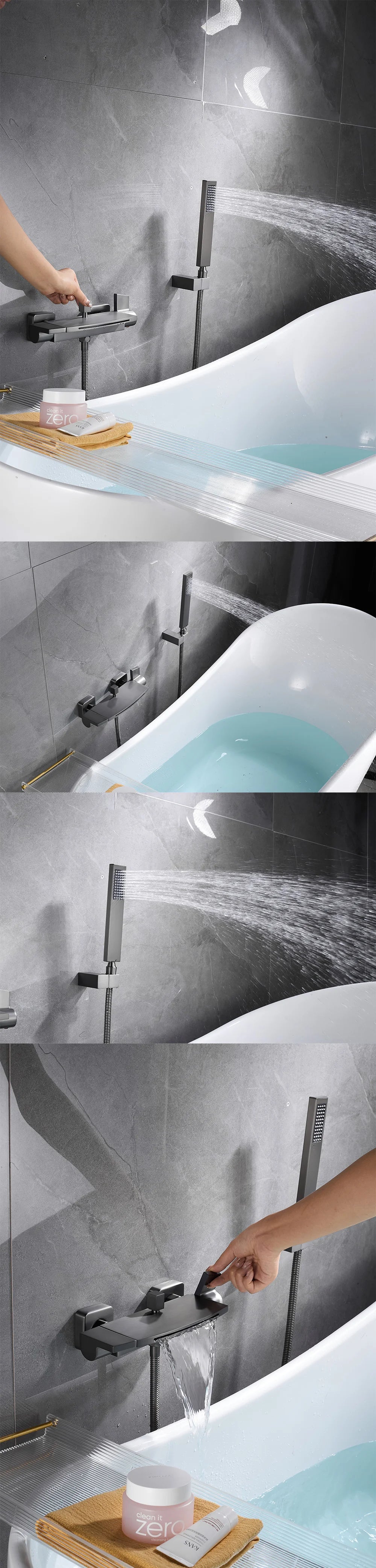 Modern Luxury Waterfall Bathtub Faucet Wall Mounted Bath