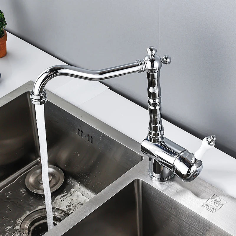 Brass Faucet Ceramic Handle Deck Mount Bathroom Basin