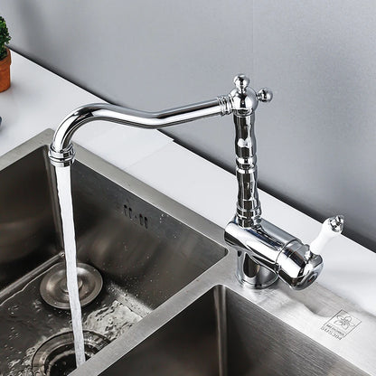Brass Faucet Ceramic Handle Deck Mount Bathroom Basin