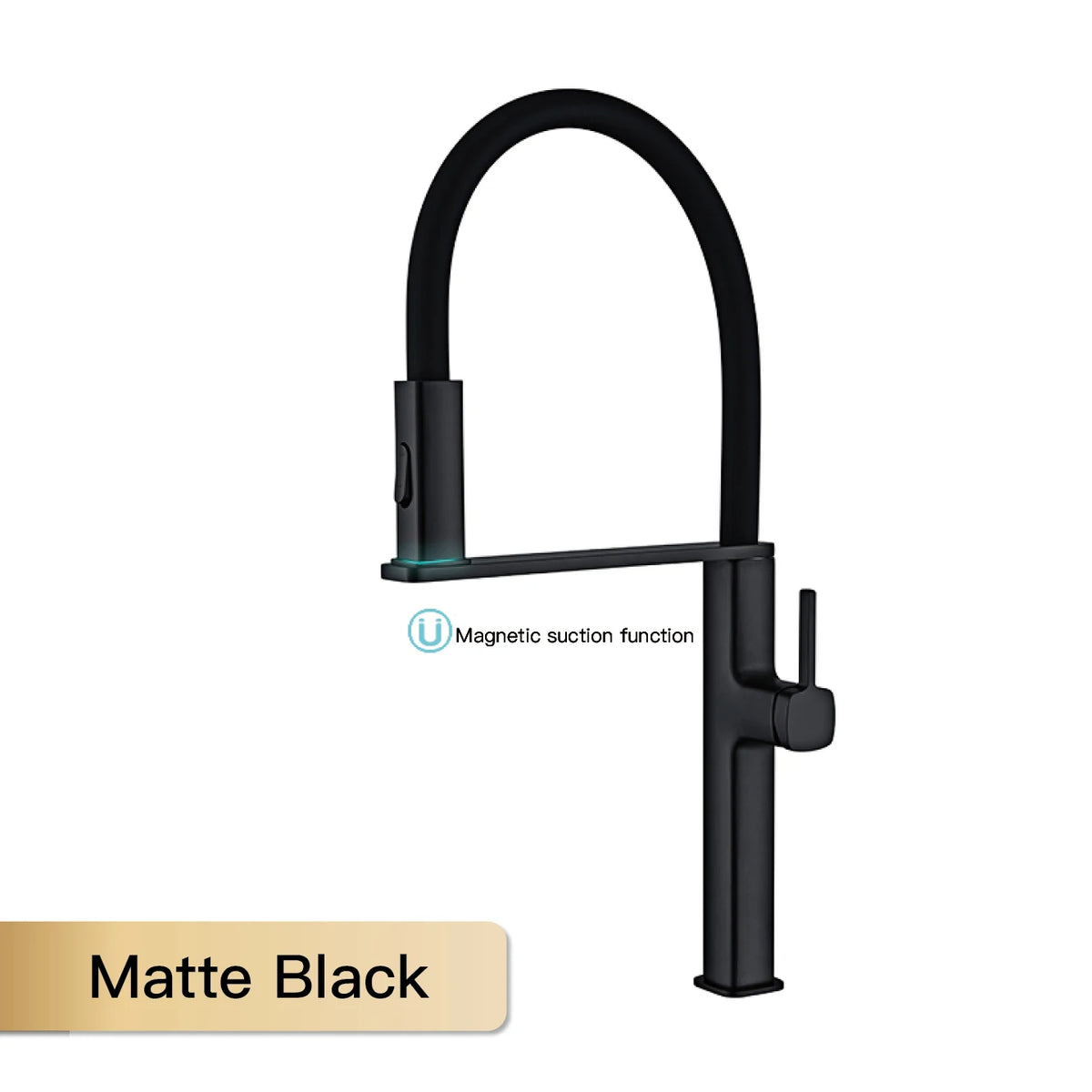Luxury Black Brass Faucet Simple Design Magnetic Suction