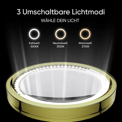 Brushed Gold Led Folding Bathroom Mirror Wall Mounted