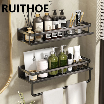 Punch-Free Bathroom Rack Bathroom Shelf Toilet Space Aluminum