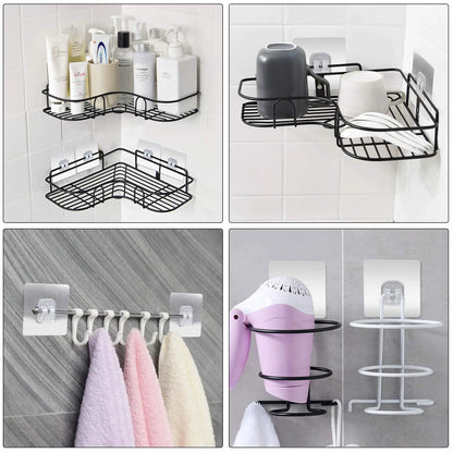 1/10pcs Corner Shower Caddy Adhesive Sticker Hook Mount