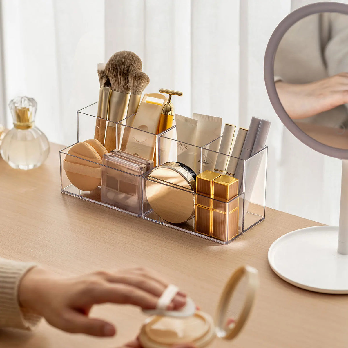 1/2pc Transparent Makeup Storage Box Acrylic Mirror Cabinet