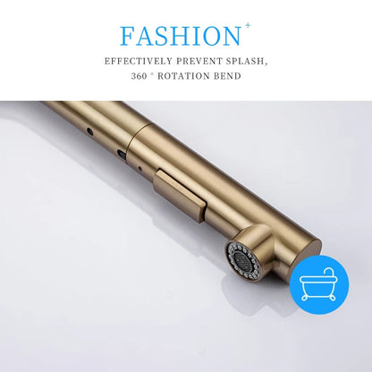 Brushed Gold Touch On Sink Faucets Pull Out