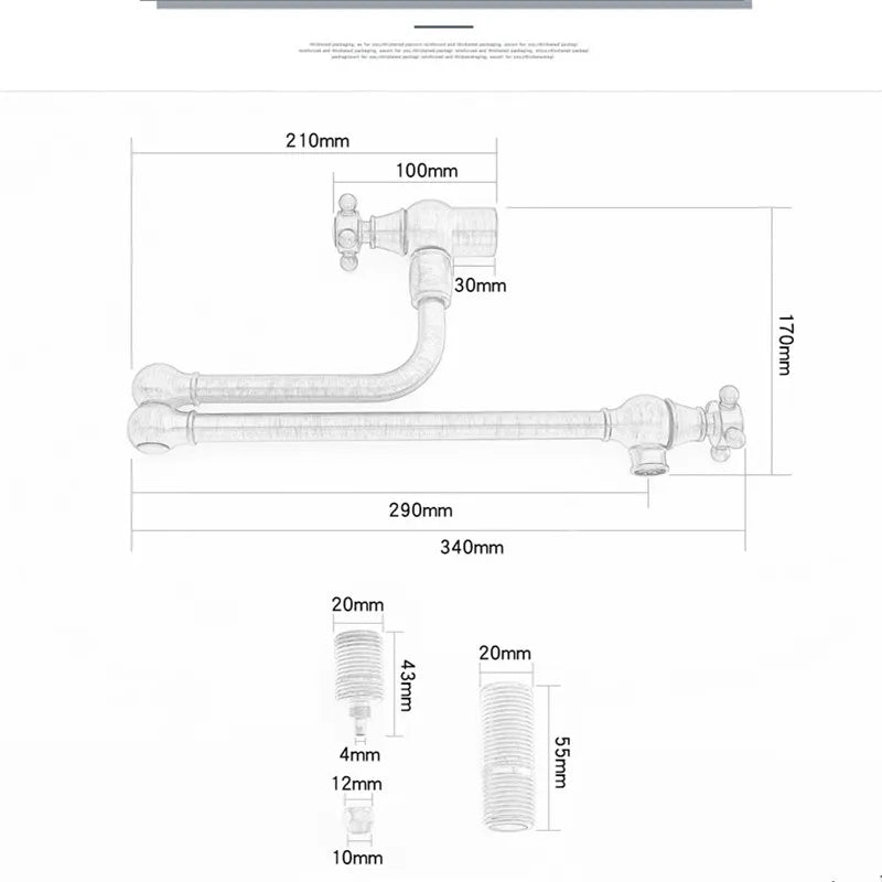 Brushed Gold Pot Filler Tap Wall Mounted Foldable
