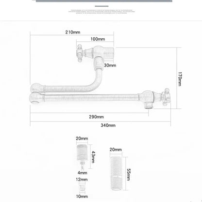 Brushed Gold Pot Filler Tap Wall Mounted Foldable