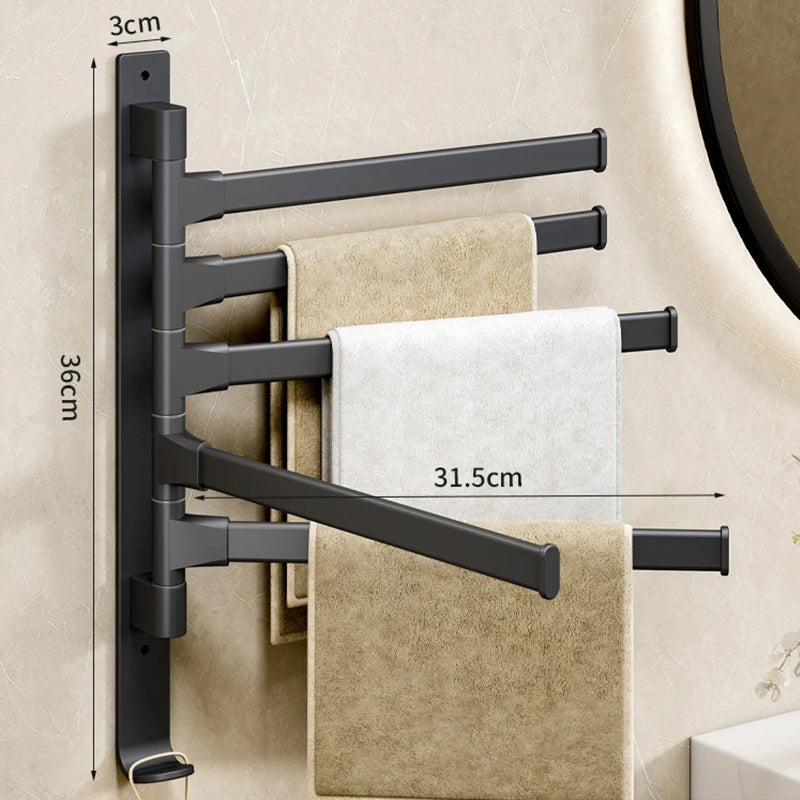 Bathroom Towel Rack Rotatable Towel Holder Space Aluminum