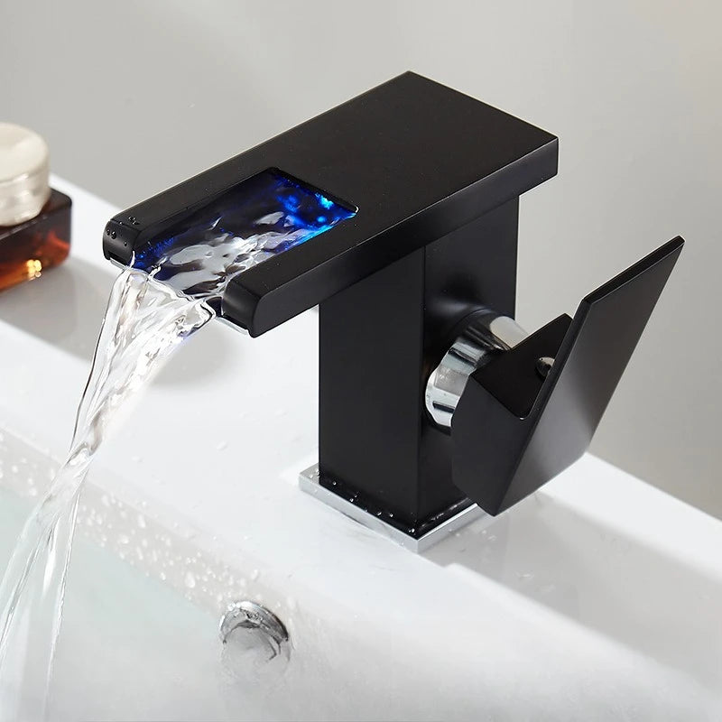 Black Bathroom Sink Faucet Hole Cold Water Mixing