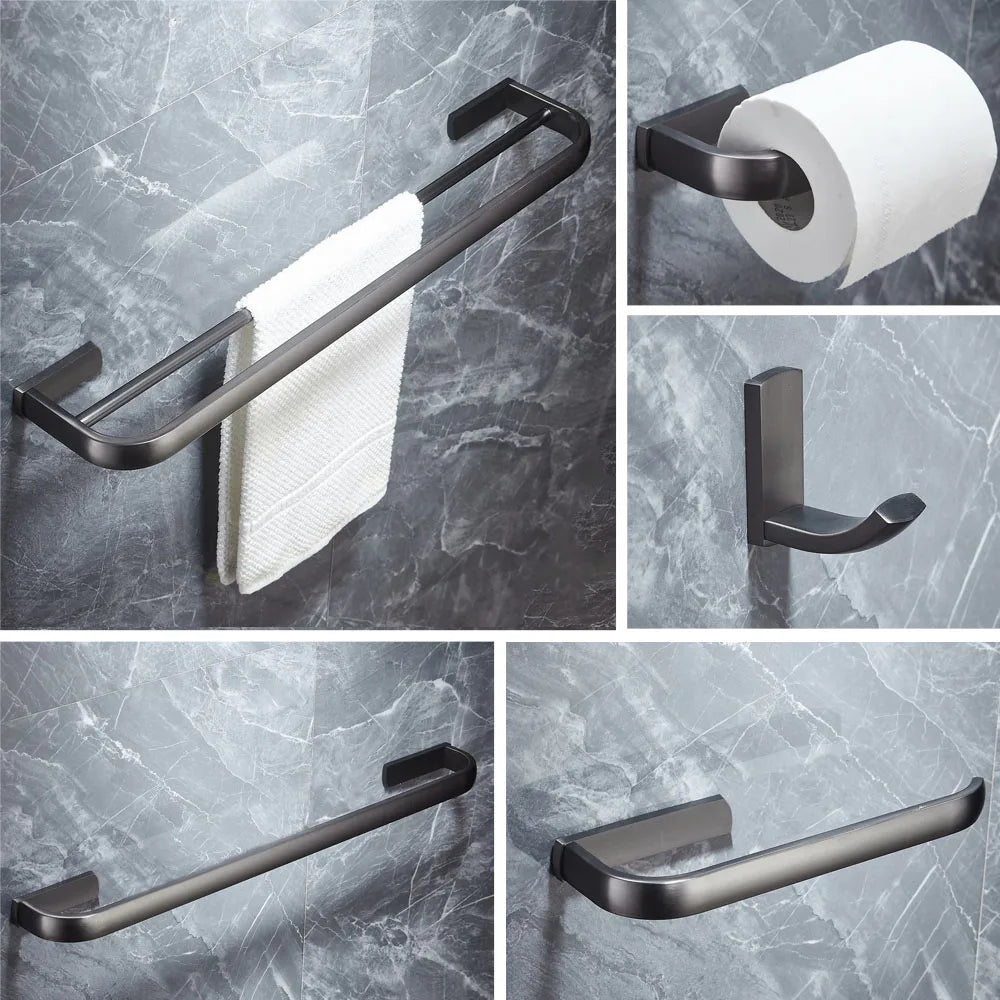 Gun Grey Brass Square Bathroom Bath Hardware Wall